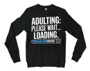 Adulting, Please Wait, Loading Men/Unisex Long Sleeve T-Shirt in Black Color
